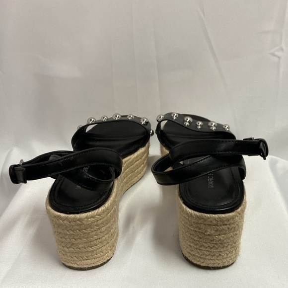 Marc Fisher Joyce Studded Espadrille Platform Sandal Black Silver Size 6 - Picture 5 of 6